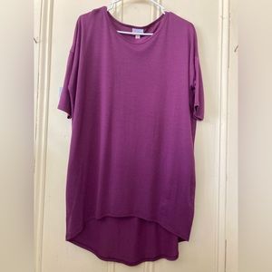 LuLaRoe IRMA High-Low Tunic, XS, in Solid Red Violet Color
